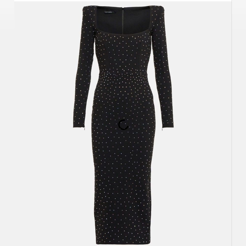 NWOT Black Embellished ALEX PERRY Tiernan Midi Dress Corset Gown Xs/S UK 8, US 4
